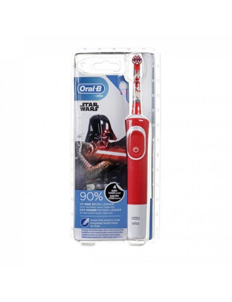 Oral-B | Electric Toothbrush with Disney Stickers | D100 Star Wars | Rechargeable | For kids | Number of brush heads included 2 | Number of teeth brushing modes 2 | Red