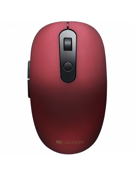 CNS-CMSW09R CANYON MW-9, 2 in 1 Wireless optical mouse with 6 buttons, DPI 800/1000/1200/1500, 2 mode(BT/ 2.4GHz), Battery AA*1pcs, Red, silent switch for right/left keys, 65.4*112.25*32.3mm, 0.092kg