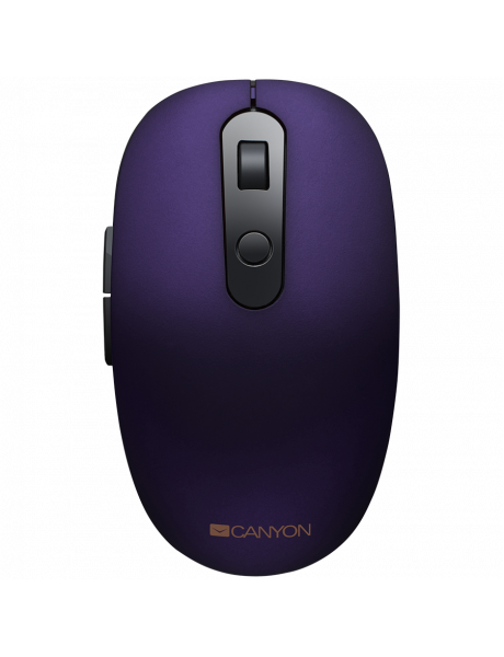 CNS-CMSW09V CANYON MW-9, 2 in 1 Wireless optical mouse with 6 buttons, DPI 800/1000/1200/1500, 2 mode(BT/ 2.4GHz), Battery AA*1pcs, Violet, silent switch for right/left keys, 65.4*112.25*32.3mm, 0.092kg