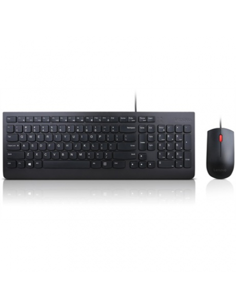 Lenovo | Black | Essential | Essential Wired Keyboard and Mouse Combo - US English with Euro symbol | Keyboard and Mouse Set | Wired | Mouse included | US | Black | USB | English | Numeric keypad